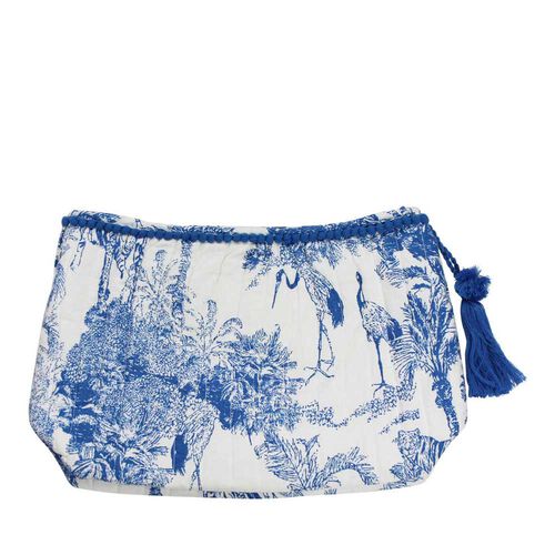 Powell Craft Lined Wash Bag Blue And White Safari Toile De Jouy